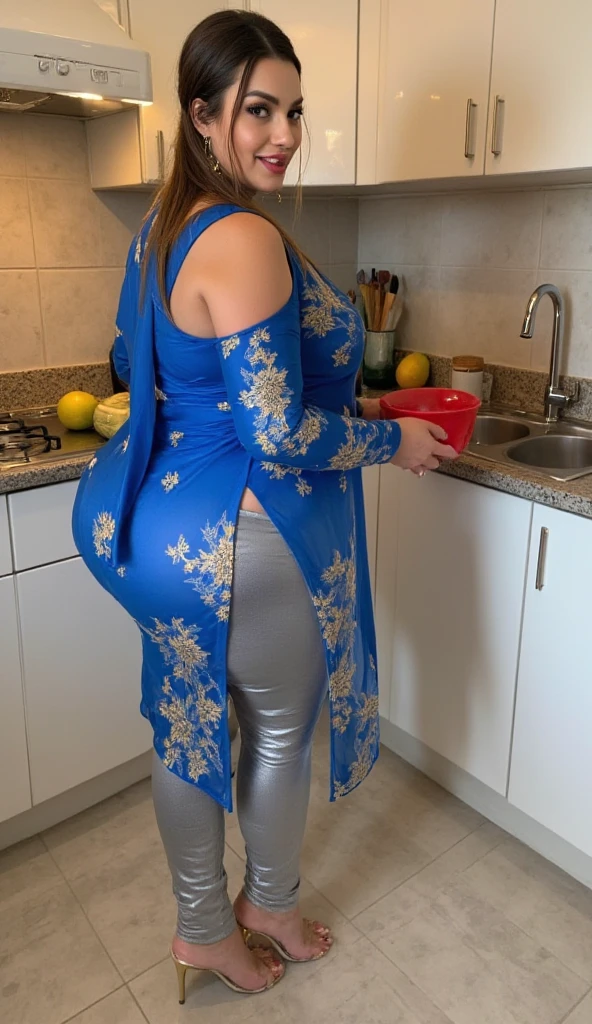 araffe woman taking a selfie in a blue dress in a bathroom, wearing blue dress, long blue dress, blue dress, wearing a blue dress, a blue dress, full covered dress, sky - blue dress, wearing a plastic blue dress, in blue dress, posing!!, belly free teal dress, dressed in blue, laced dress, flattering photo, Big tits, huge , no clothes, sexy, cute, wide hips, thick thighs, pear-shaped body, minimal clothes, thick ass, bbw, chubby stomach, thick nipples, nipple piercings, large areola, hard nipples, piercing through shirt, nipples hard through shirt, thick hips, minimal clothes, work out girl, low cut v neck shirt with cleavage, fat chubby stomach, bikini, fat round stomach, from side