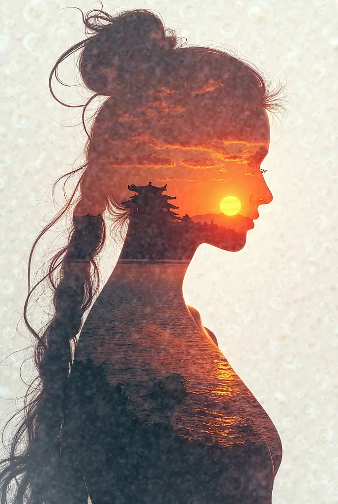 1girl silhouette art, multiple exposure, Sunset, improve, complex, (best quality, masterpiece, representative work, official art, professional, unified 8k wallpaper:1.3)