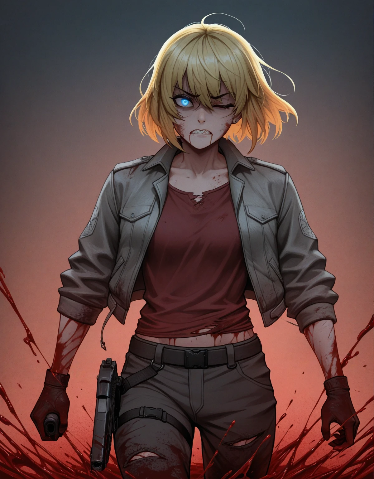 game inspired "Killing Floor" women survivor, loadout, dark, gruesome, 4k, detailed