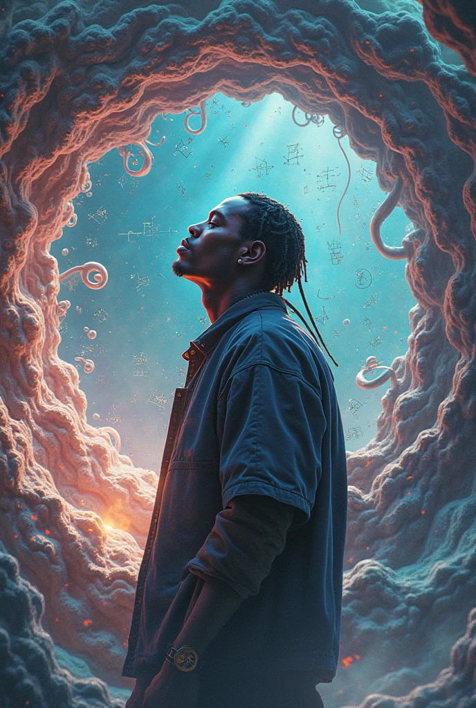 (((work of art))), better quality, ultra-detailed details, dreaming in the clouds, realistic clouds, cloud sculpture, thin black man, serene and happy countenance, moving clouds, shaded surrounding air, soft shadow, soft lighting, gentle breeze, depth of field, vague background.