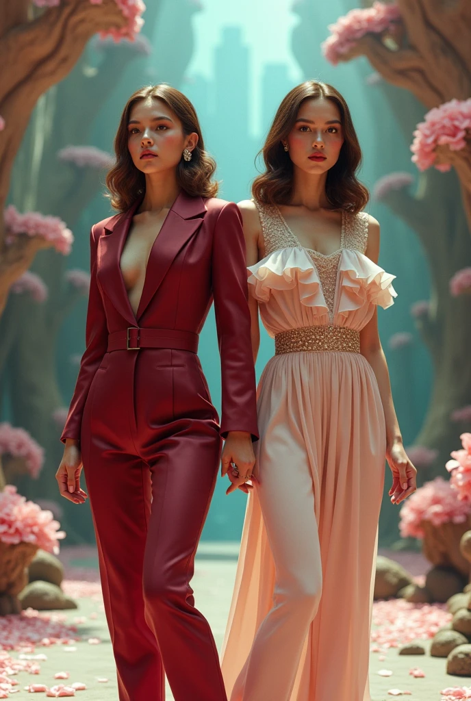 a more modernized and feminine version of the tweedledee and tweedledum costumes for theater