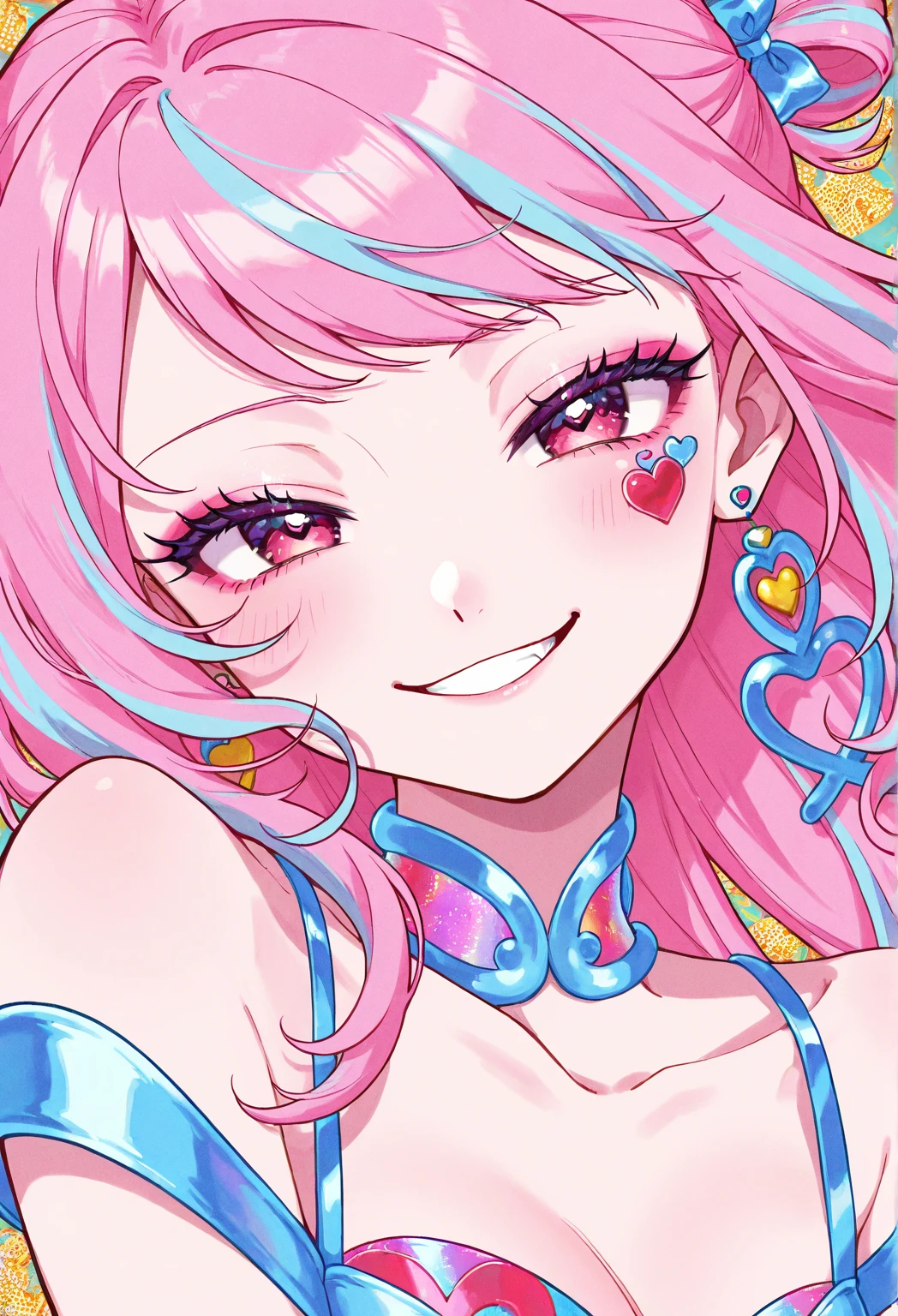 Micho colorfull style, Simple Line Initialism,Abstract art,(((The most beautiful girl of all time))), Sweet face. colorful hearts, funny design, (((bosom buddy ))), (((Cute Aliens))), The background is space