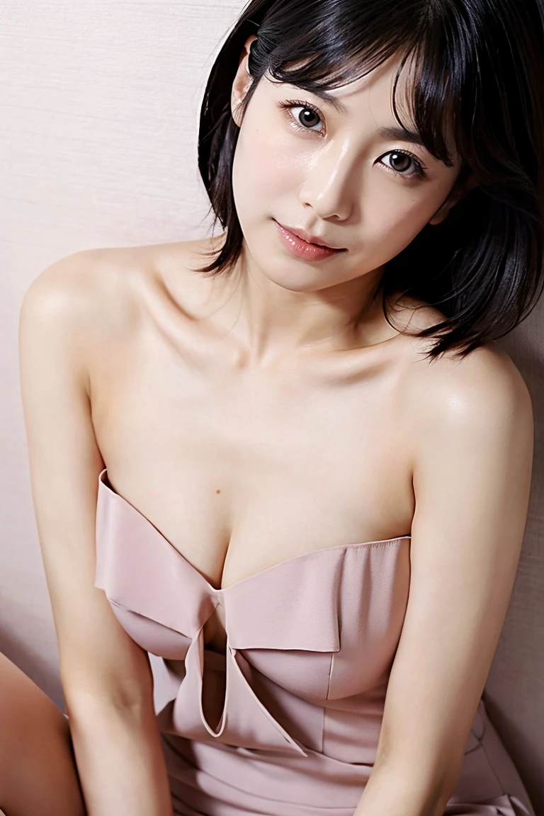 1 girl, ((Wearing pink make-up:1.5))、((Showing bare armpits:1.6))、((Looking blankly at the camera:1.5))、((Close-up of face:1.4))、(Wear a transparent strapless camisole dress:1.5), Beautiful Japanese actresses, (very small flat chest:1.5)、(No underwear:1.6)、
It looks great in the photo, Yukihime, Long eyelashes, Snowflake Earrings,
(RAW Photos, highest quality), (Realistic, Photorealistic:1.4), (Tabletop),
Beautiful and detailed, Thick and beautiful lips, Highly detailed eyes and face,
break
(Standing in bedroom:1.3),
(Small breasts),
Dramatic lighting, Great atmosphere,
break
Perfect Anatomy, Slender body, small, short hair, Parted bangs, Angel Smile,
Crystal Skin, Clear Eyes, Flash photography, Capture the light