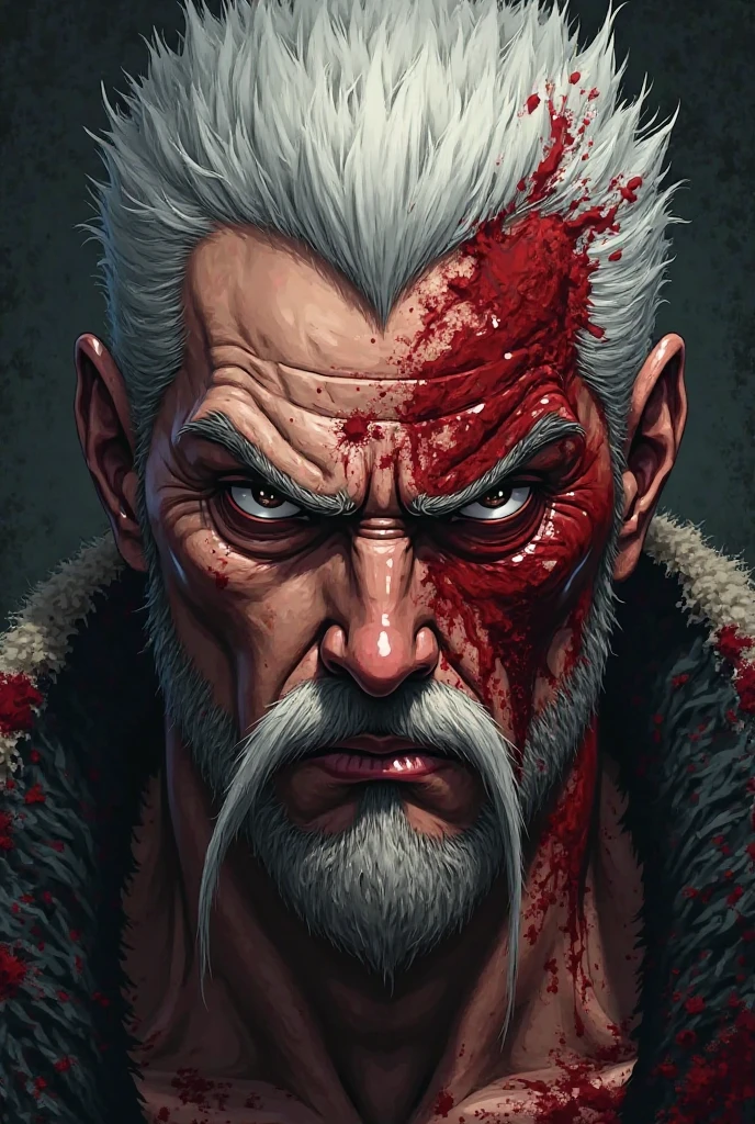 1 man with bruised face, bleeding, eyeshadow scar, brave, no beard, red eyes, nervous, ultra-detailed, insanely realistic, 16k