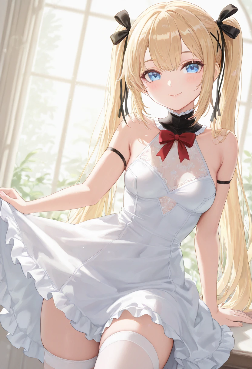 KirimaSharo, KirimaSharo, Gothic Maid:1.5, (Highest quality:1.2), Ultra-high resolution, (Hard Light:0.5), Sharo Gochiusa, 8k, Absurd, anime, ShaggyHair, bangs, blunt bangs, (Blue eyes:1.1), Blonde, smile, break looking at viewer, (Cowboy Shot:1.5), break (masterpiece:1.2), unity 8k wallpaper, (figure:0.8), (Beautiful attention to detail:1.6), Highly detailed face, Perfect lighting, Highly detailed CG, (Perfect hands, Perfect Anatomy), (3D Face:1.1), (Shiny skin:1.5), (Ultra-high resolution intricate face details), (Facial skin pores:1.3), Ultra-high resolution cloth texture, 大きなsmile, Blushing, Open your mouth, Showing off her perfect legs, armpit:1.6, arms behind back, One girl, alone, Gothic Maid:1.5, Akiba maid caffe, (8k, RAW photo, best quality, masterpiece:1.2), (realistic, photo-realistic:1.4), (extremely detailed 8k wallpaper)
