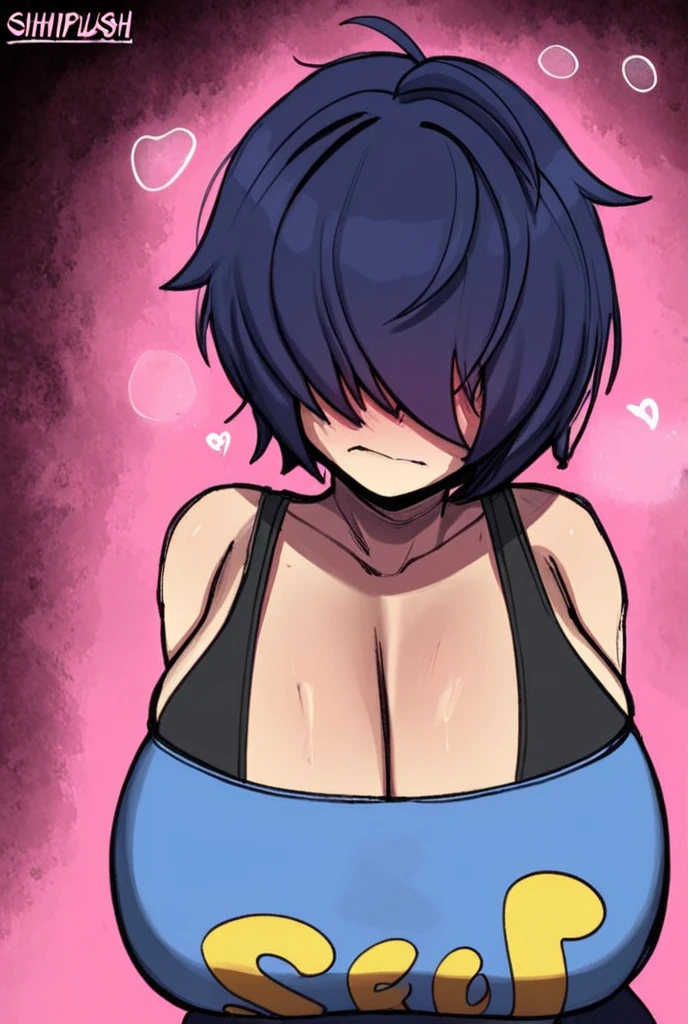 hinata, Naruto , 8k, small waist, big ass, in black thong, black fur, very big tits, grabbing her tits, from the front showing her naked tits