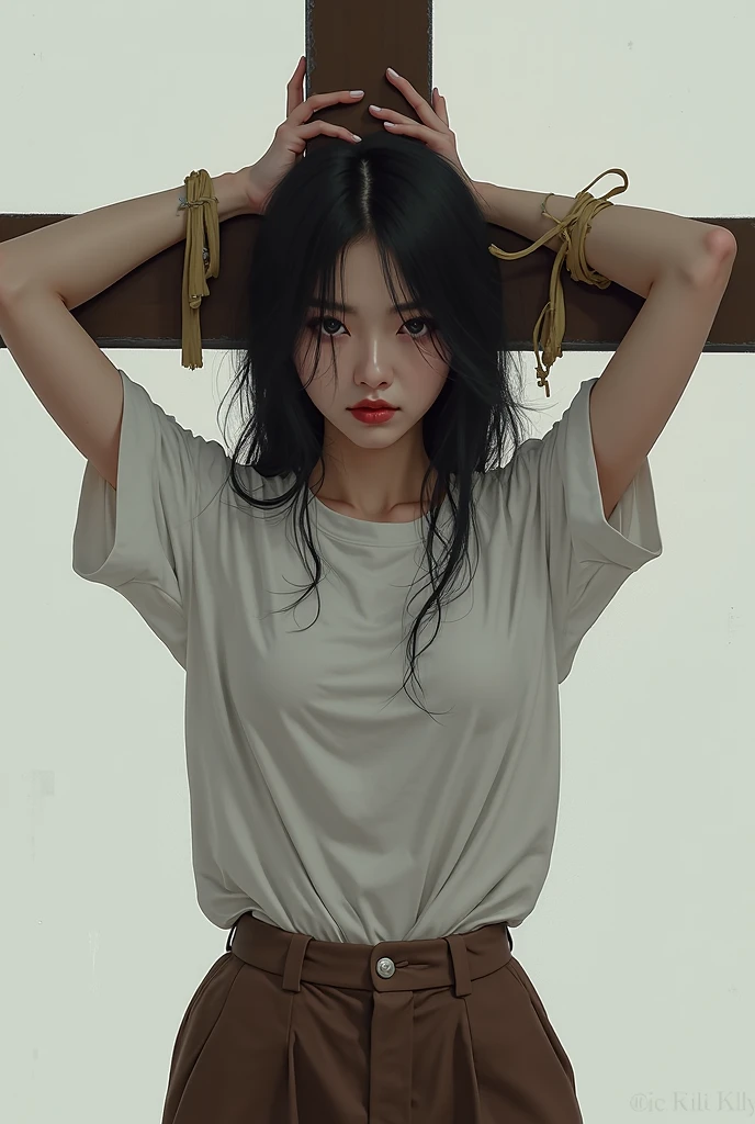 ((((ultra illustrated style:1.0)))),best quality,best animated,masterpiece,ray tracing, global illumination,bound, 1girl, solo, looking at viewer, cowboy shot, standing,