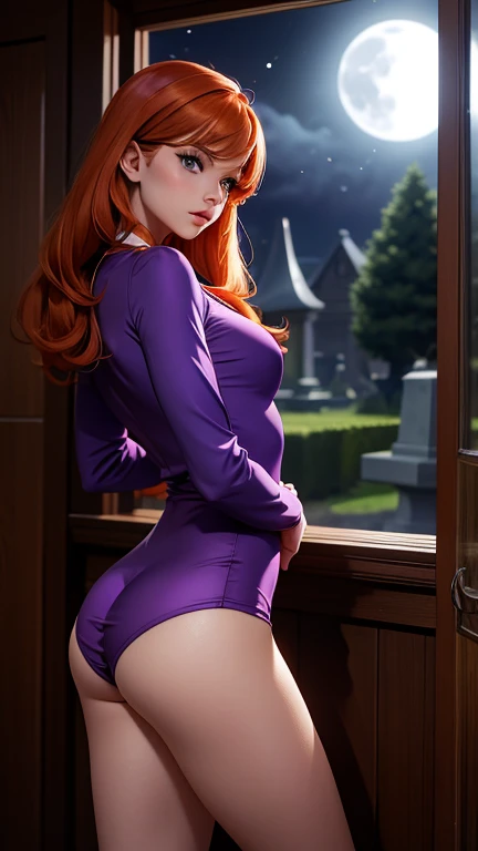 sexy girl 18 years old, blue eyes, redhead, she is a redhead, very redhead, white skin, sensual body with sexy belly, with beautiful exotic body, hot sexy, beautiful body and face, sweaty body, she is wearing dental floss, colored violet, a sexy violet latex micro dental flosser, uses a purple dental flosser for women, violet, in a reclining position on a desk she is on her back, back
entire, a back shot