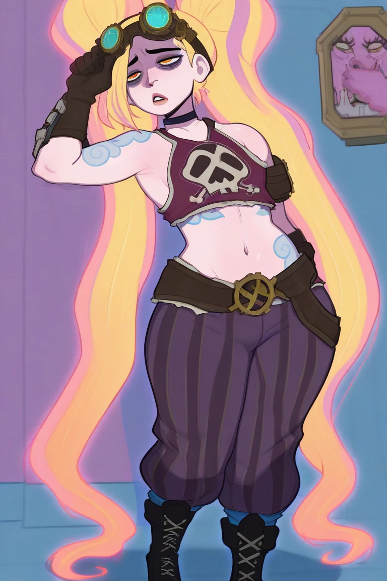 lum , boots, smile, scarf, fur clothing, revealing cloths, barbarian