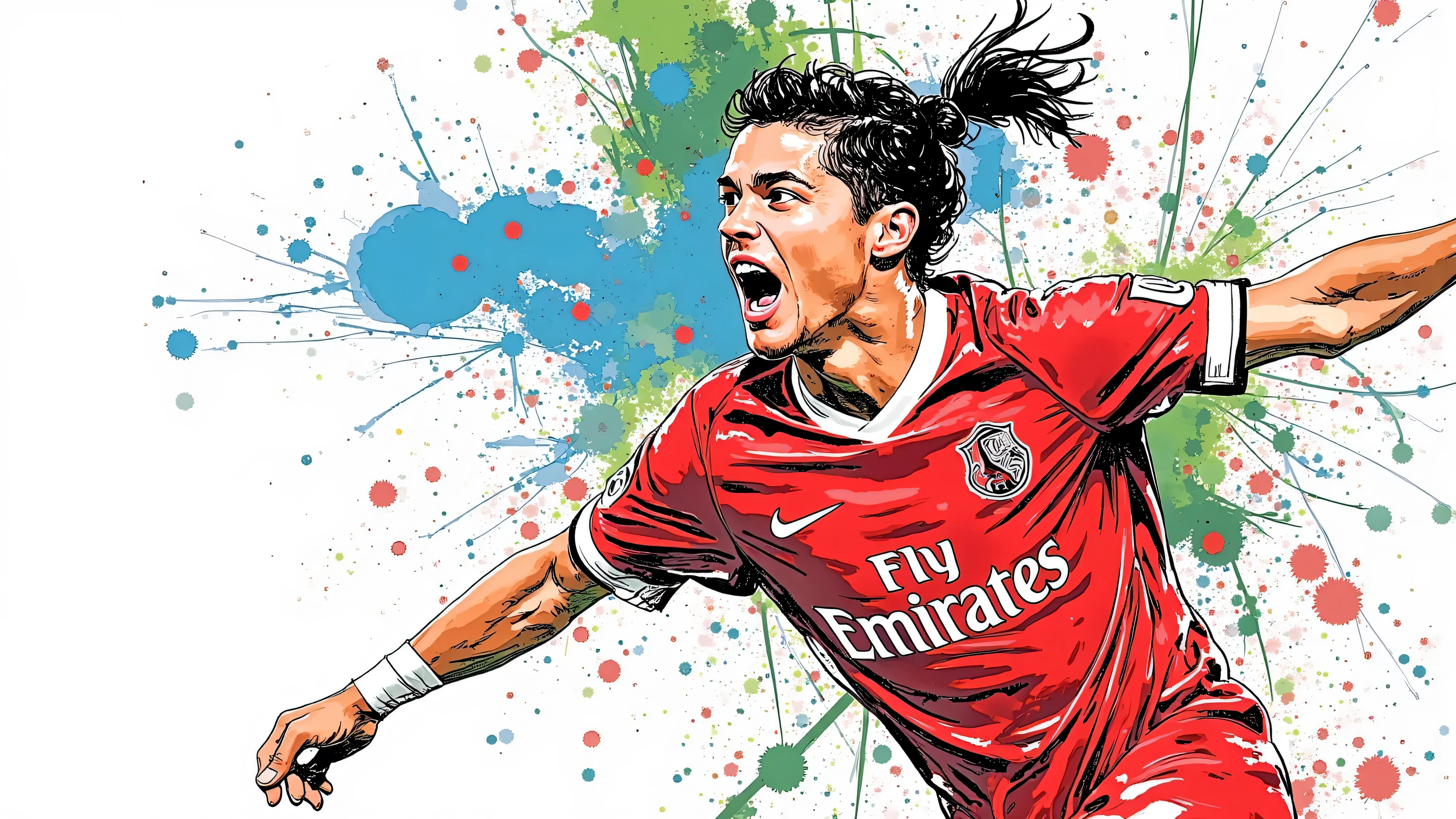 ((A draft of the player's ink-rendered sketch)),((C Ronaldo))),(Ink drops),(graffiti sketch ),(best quality),(Extreme details),(disperse color blocks),(distributed canvas design),(messy canvas),(wallpaper design),(best quality)