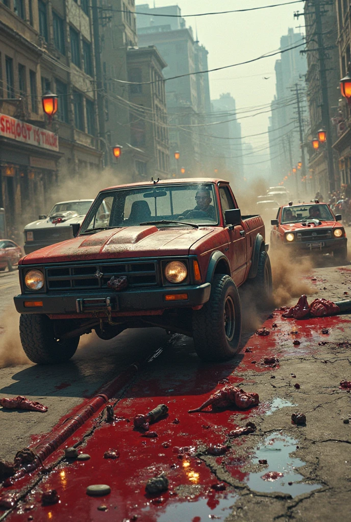 The world of zombies，Broken cars jammed the streets，The smell of blood and smoke was everywhere，Corpse organs all over the ground，Zombies are coming。