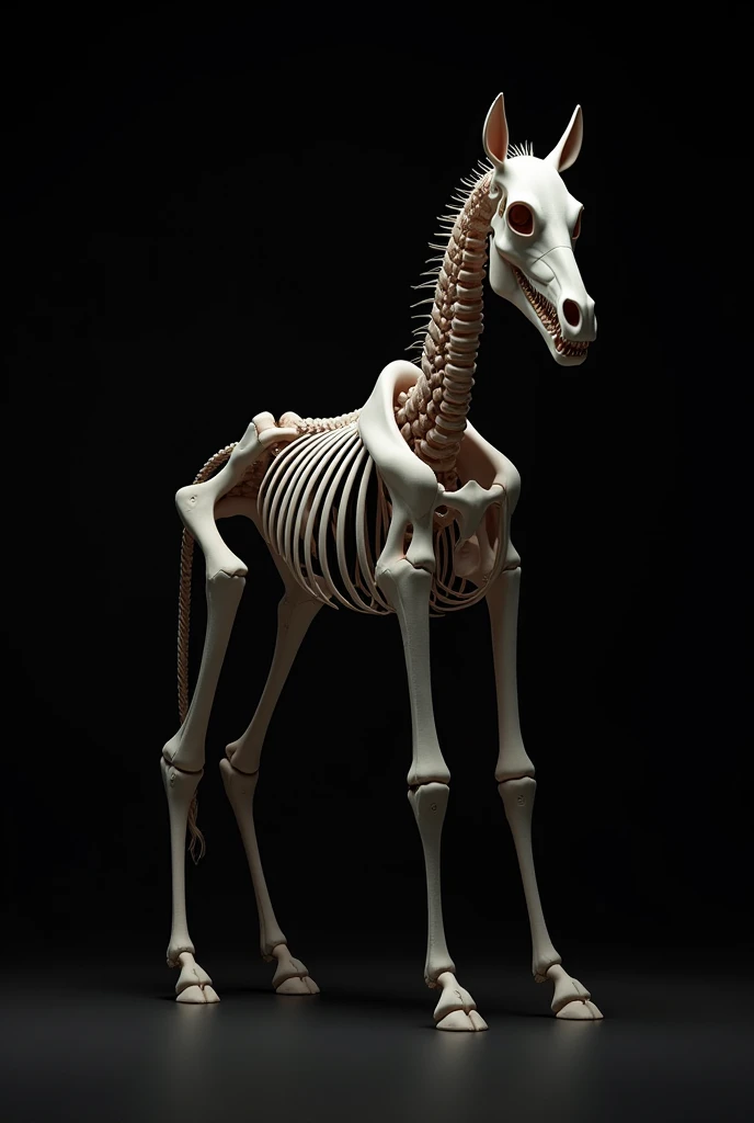 Arafe skeleton of a horse with a skeleton on its back, Anatomically correct horse, skeleton with extra fleshy bits, Human torso on the body of a horse, Dinosaur skeleton, anthropomorphic horse, skeleton, Skeleton - like a creature, Skeleton-like creatures, Whale skeleton, skeletal, skeletal, bones, centaur horse, Long bony limbs