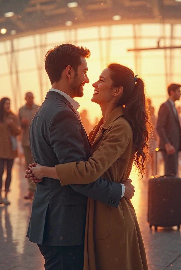 Friends holding hands at the airport