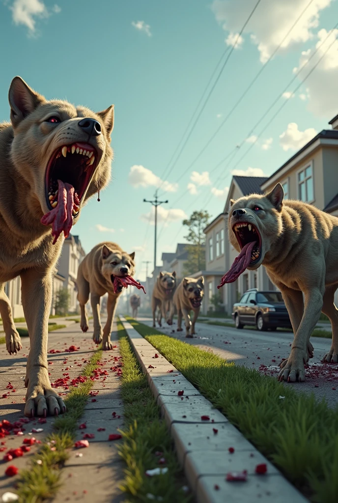 Infected pets all over the street, suffering and bleeding