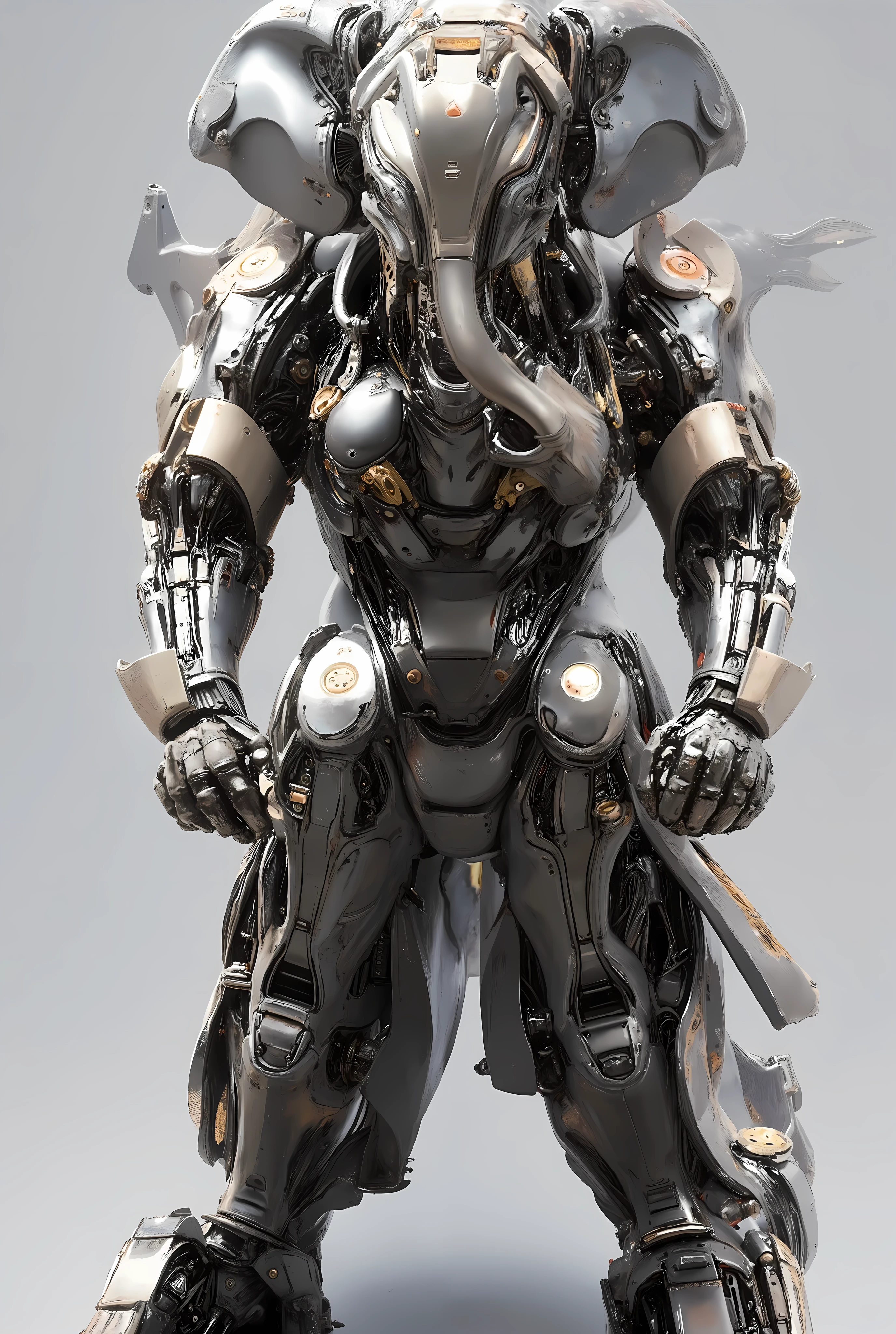 Giant Elephant Mechanic Robot, Strong Nose Design, Giant Shoulder Mechanic Details, Realistic texture, Metal surface, shining lights, Sci-fi Machine Scenery, Precision Description, Realistic Rendering, 4k High Resolution , Concept Art , digital painting