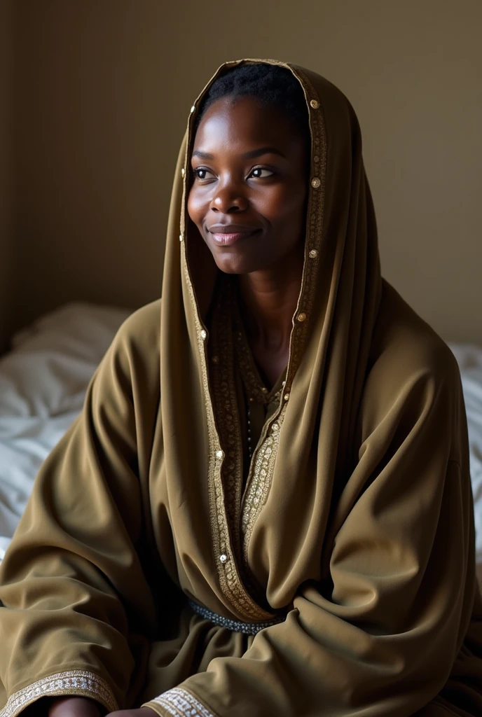 Amira, 1girl, solo, ((Sudanese woman)), consistent face and body, ((MILF)), ((30 years old)), (mature), ((slim)), ((Sudanese face)), (Sudanese nose), (Sudanese lips), short hair, upper body and upper legs, (background: Tazekka National Park), BREAK, (wearing stylish white lightweight, long-sleeve, and loose-fitting.)
