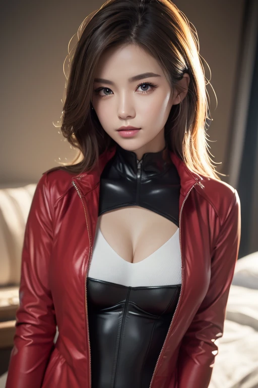 From bottom, troubled face, BDSM, slave, upper body, shiny, red leather, red corset, bondage, collar, NSFW, ((Best Picture Quality,8k, Masterpiece: 1.3)), sharp focus: 1.2, (layered cut, large: 1.2), perfectly shaped beauty: 1.4, thin abs: 1.2, wet body: 1.5 Description: Full Length Portrait, Fine Face and Skin Texture, Lots of eyes, Double Eyelid, Rope, Big Eyes, Full Length Portrait