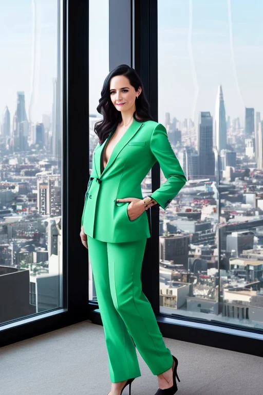 Lucy Liu dressed in elegant clothes in bright colors with a sexy smile