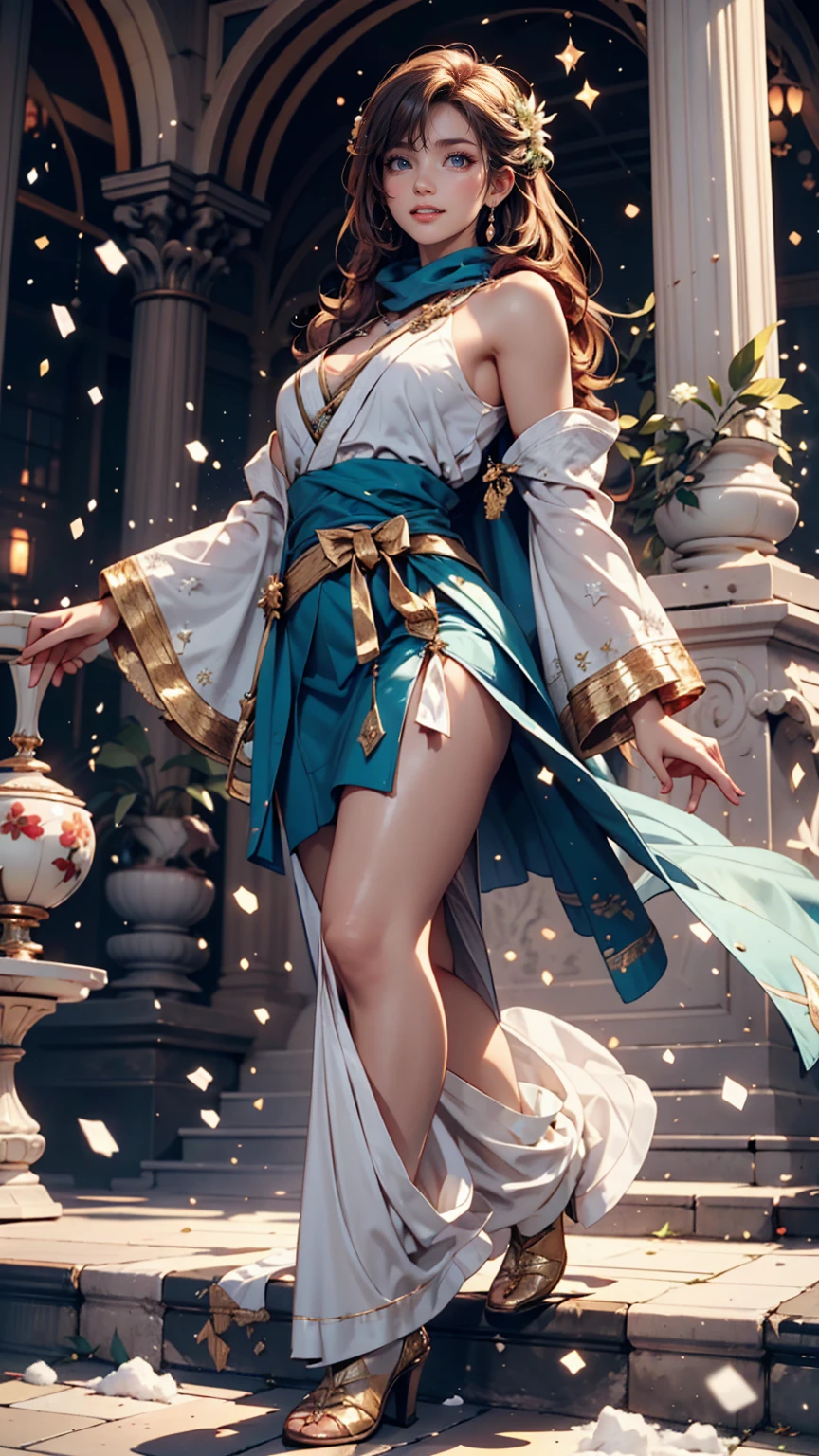 1 beautiful girl in Han costume, white huge breasts:1.9, breasts chest, slim waist, purple fishnet socks, chinese hanfu style, fictional art texture, colorful bright and realistic, RAW Photo, Realistic Photo, ultra high quality 8k surreal photo, (effective fantasy light effect: 1.8), 10x pixels, magical effect (Background): 1.8), ultradetailed eyes, close up shot, dynamic pose, leaning forward