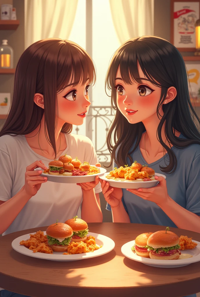 Two women are eating together, mukbang, sakimichan, Larisa Manobal, with ivy, profile photo