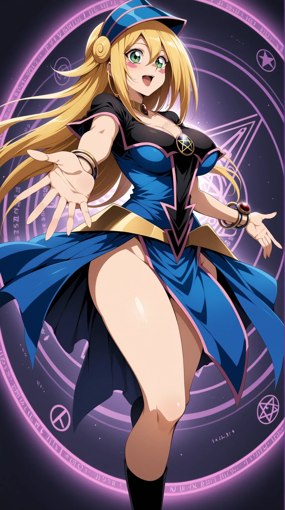 masterpiece, hyperrealistic, best quality, full body image, combat stance, (ultimecia from ffviii), horns, facial markings, white hair, time sorceress ultimecia's dress, purple magical energy around her