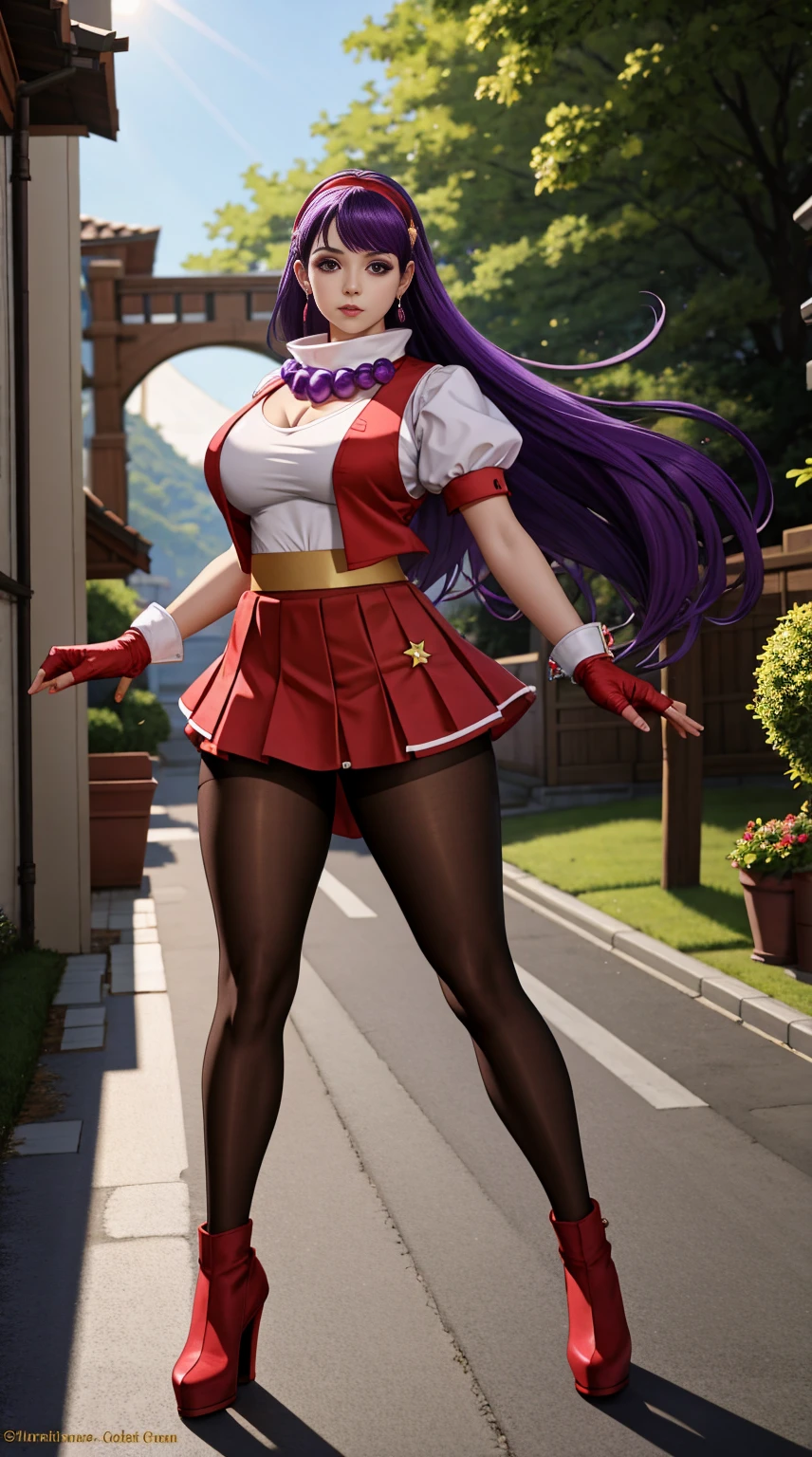(((1 girl))) short hair, earings ,glossy lips ,team rocket uniform, red letter R, white skirt, white crop top, black thigh-high boots, black elbow gloves, evil smile, looking at viewer, cowboy shot, arms crossed, full body photo Mercedes von Martritz (Fire Emblem: Three Houses)