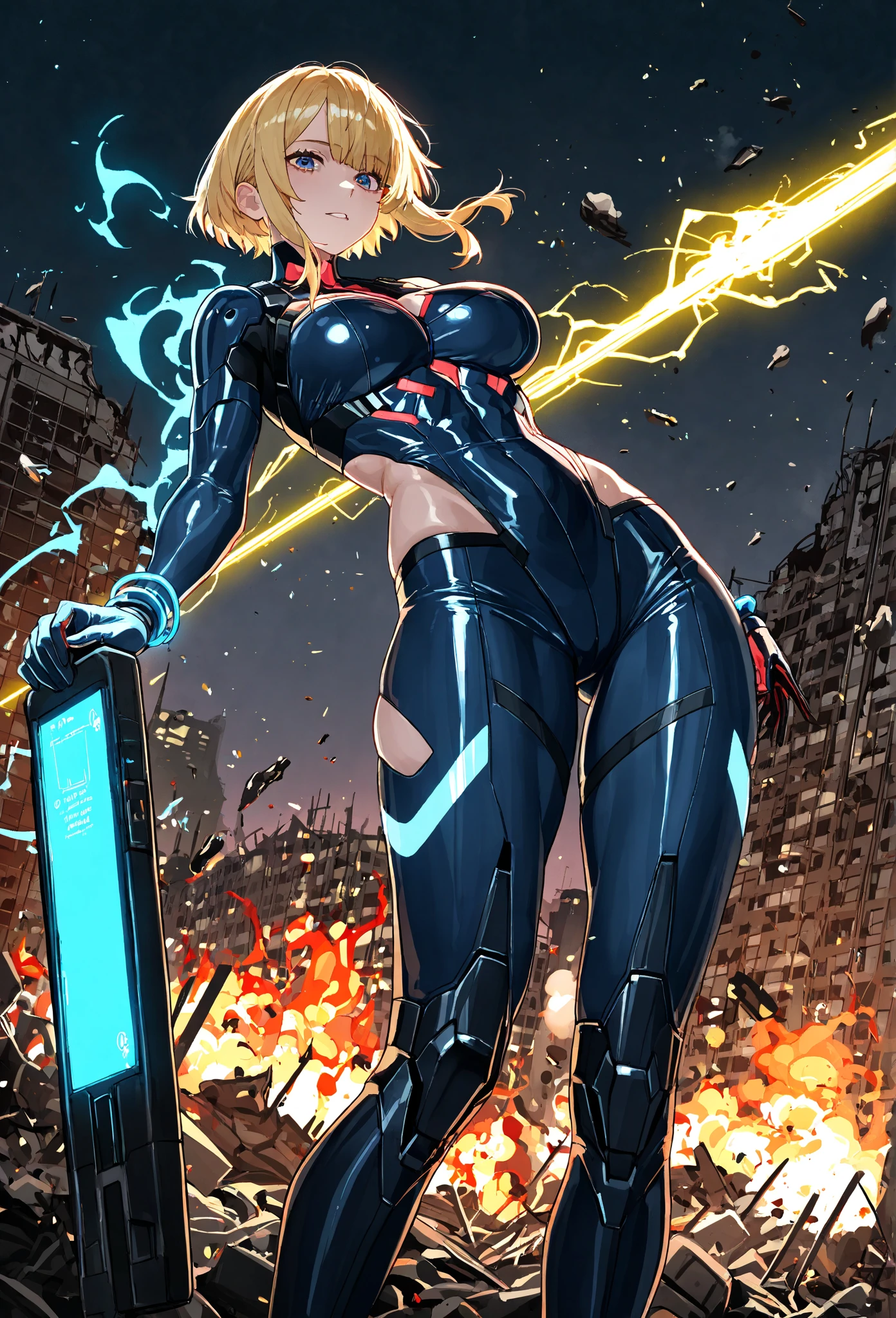 masterpiece, best quality, official art, (hand by Guido Daniele), extremely detailed CG unity 8k wallpaper, 1girl, solo, mecha musume, <lora:mecha_offset:0.5>, green armor, <lora:add_detail:0.25>, action, battle, fight, spark, laser, night sky