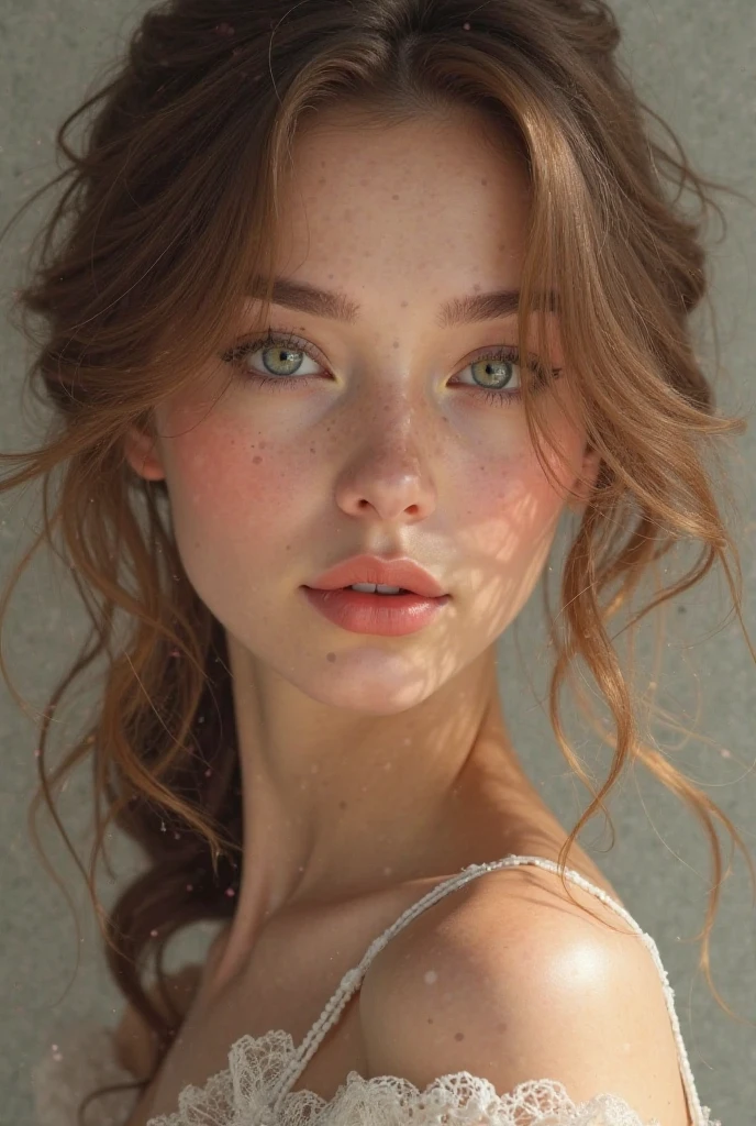 (((ultra realistic))) Photo, masterpiece, top quality, (pale skin), (Ultra detailed face and eyes:1.3), 1 girl, Adult, in a T-shirt, (Eye makeup, mascara) , ((large detailed lips)), ((ash wavy hair)), ((Chyolka)) , (Natural breasts), Slim waist. ((Posing)), photoshoot, studio (soft lighting), (The play of light and shadows), depth of field, bokeh, (special attention to skin detail: 1.2), Detailed leather texture, skin pores. (Airy atmosphere of the frame. Color range - delicate, Bright, white, Pink tones), UDR, ((Film grain)), ((rays)), ((glare of the sun)), ((waist up portrait, close to the camera)) , ultra detialedSHOWING HER NUDE VERY SMALL BREAST YES NSFW