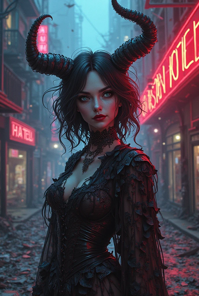((Intricate details)),Dark fantasy (/style/), Gloomy atmosphere, (Beautiful succubus girl, Long Hair), (Sexy black lace outfit), (Excited expression) , Calm colors, Sharp focus, Cinematic, (Walking pose, Dynamic pose), Trending on Art Station, (Majestic oil painting by Ed Blinky, Atey Gailan, Jeremy Mann, Greg Manchess),Browsing Caution,style of ohwx, (Beautiful symmetrical puffy eyes)