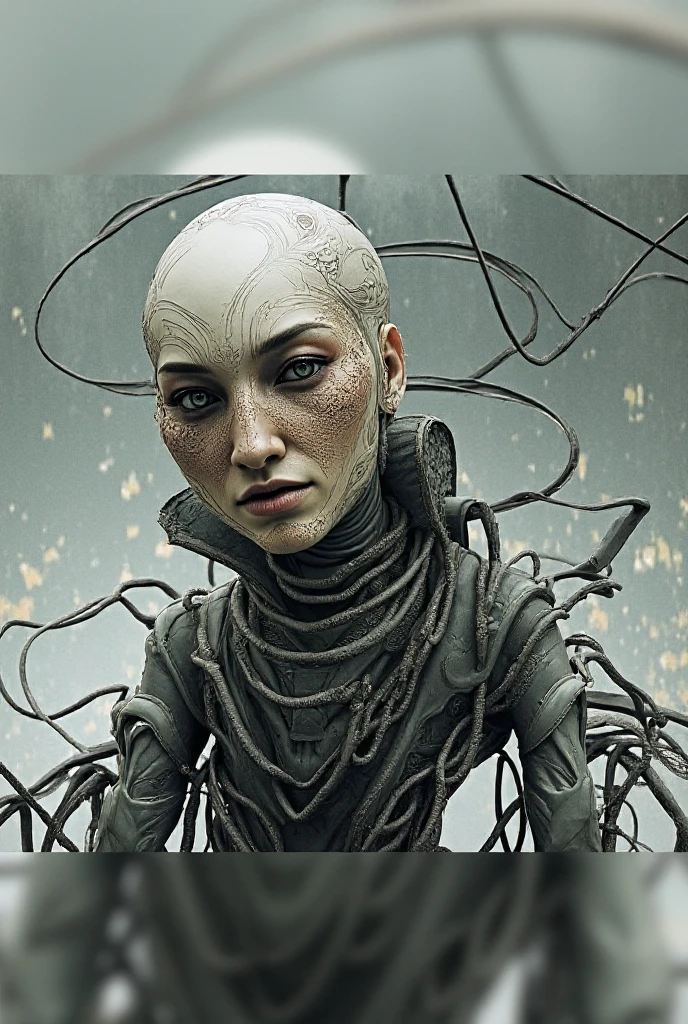 cyborgdiffusion, Beautiful alien machine goddess of the rainstorms in white celtic robes by android jones alex grey m, c, escher h, r, giger android jones alex grey mark cooper alien beauty alien cyborg machine goddess beauty alien celtic red - haired rainstorm goddess with white robes and metallic machine deity alex grey android jones hr giger artgerm artstation award winning photorealistic detailed hypervivid intense fantasy concept art by greg rutkowski
