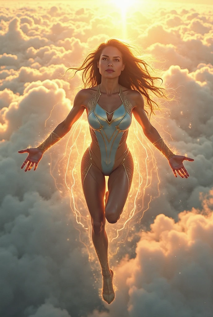 thm style, beautiful woman surrounded by a maelstrom of electrical energy