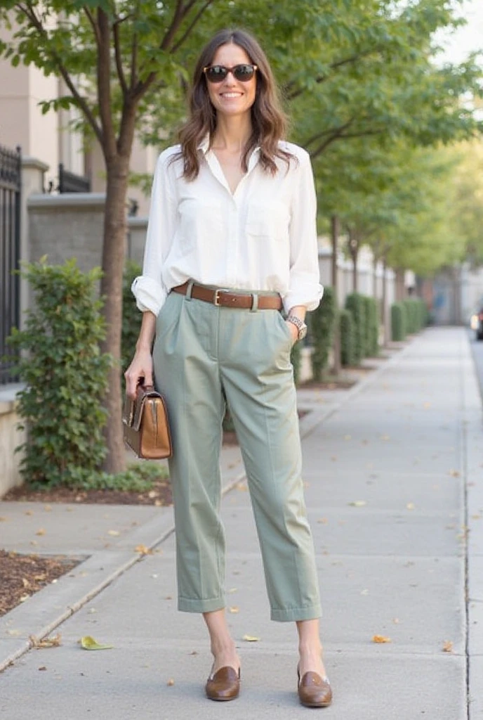 Surreal Photography, (ohwx woman:1.0),Casual Retro: Wide-leg pants, tucked-in blouse, and vintage heels., <lora:jolie_lora_sdxl_v1:1>