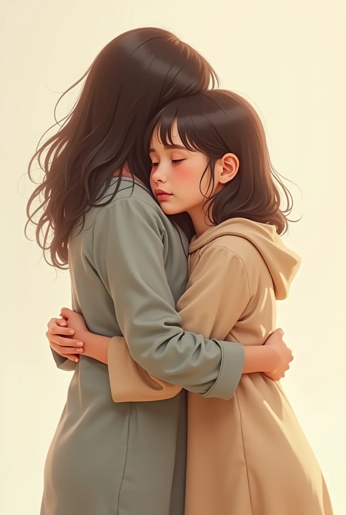 there is a woman holding a baby and looking at her cell phone, rotoscoped, emotional sad painting, emotional picture, sad, blurry and dreamy illustration, animated film still, animation still, haunted and sad expression, animated still, rotoscoping, sad scene, sad!, woman holding another woman, very sad, animation film still, sad feeling, sadness