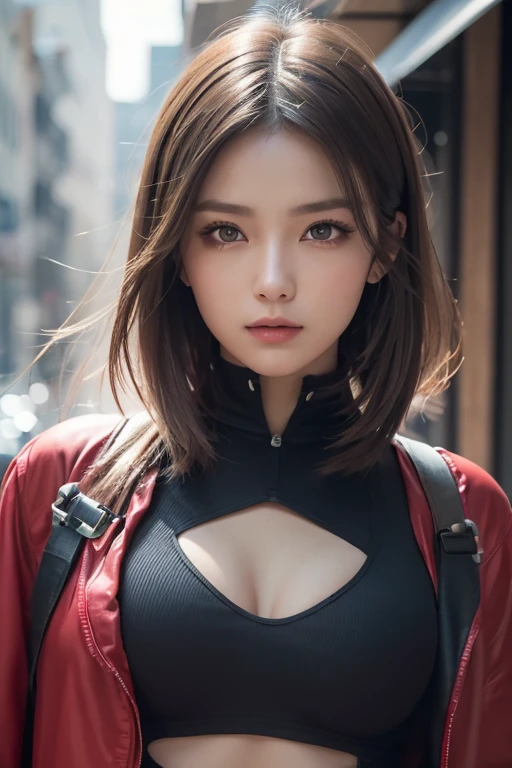 (8k, RAW photo, ultra realistic, high-res)Woman body set big breasts, wearing deadpool cosplay, sexy
