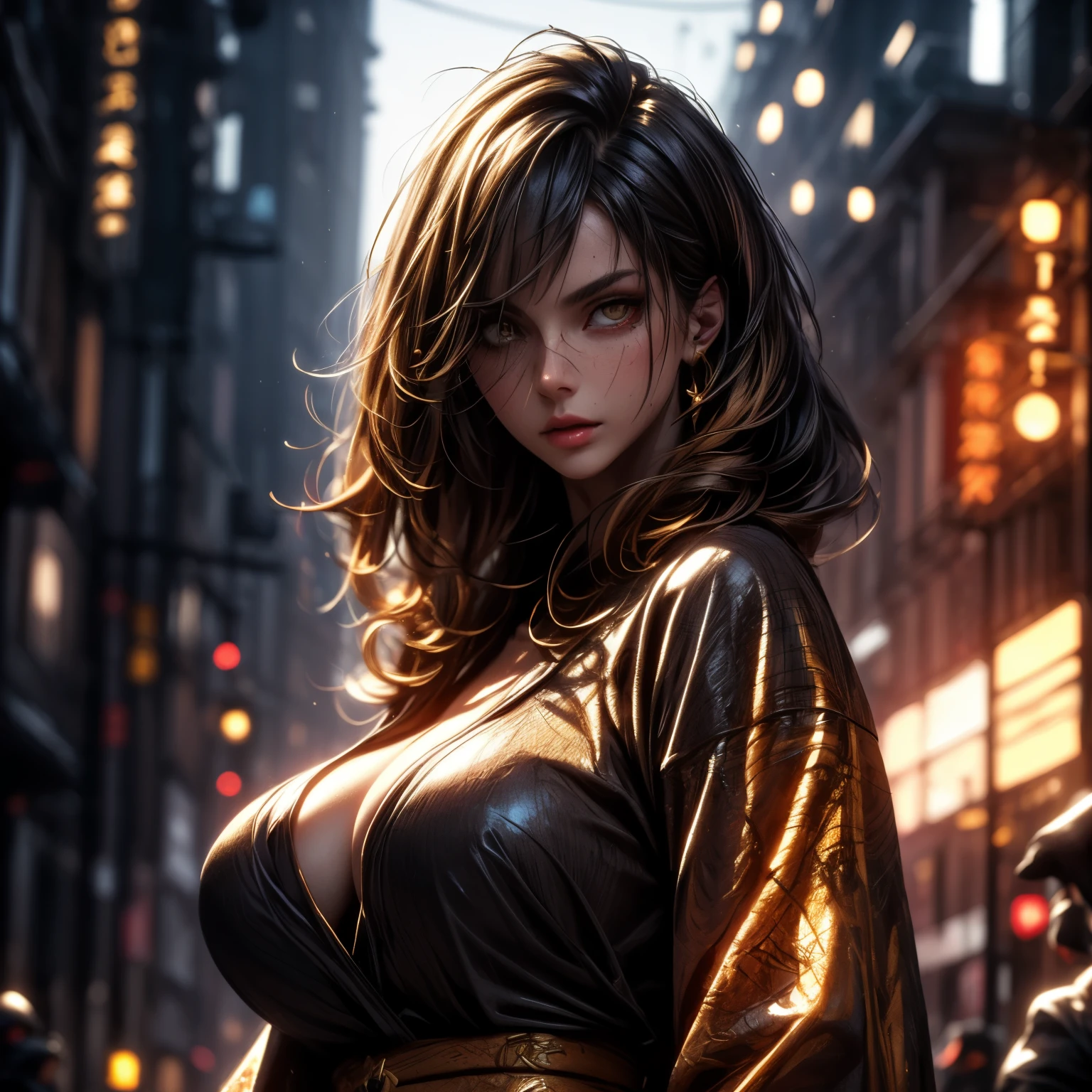 (backlighting,navel:1.2,black hair),raining night,city,A beautiful woman wearing school uniform on the bustling streets of Gintama, surrounded by vendors, beautiful portrait of a stunning goddess girl, beautiful detailed face, porcelain skin, half body shot, centered, ultra soft lighting, symmetry, intricate, elegant, highly detailed, photorealistic, artstation, concept art, smooth, as imagined by greg rutkowski and borris vallejo, cover, vogue style,Intricate details, highly detailed, volumetric lighting, 4k rendering, archive photography, hyper realistic texture, dramatic lighting, unreal engine,