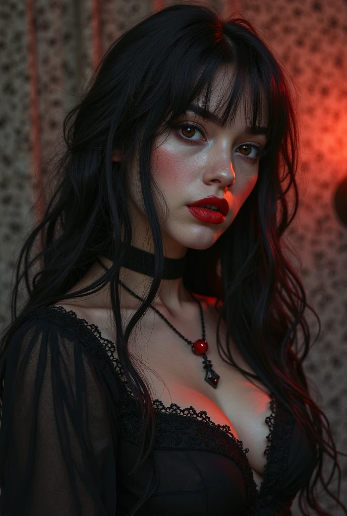 gothic girl in the middle of demons and little rats. imagen realista como caravaggio.