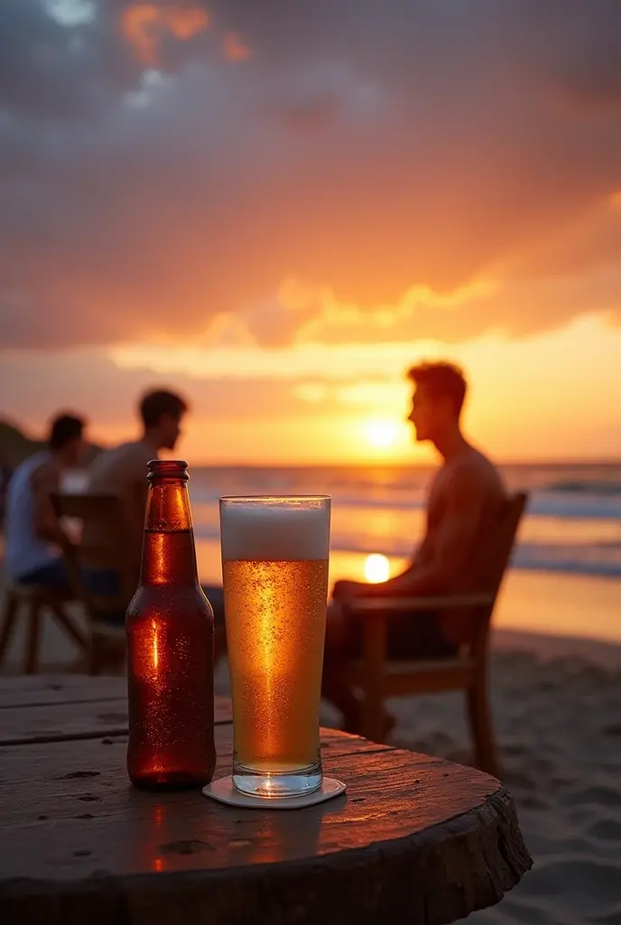 Watching the ocean from the beach with a beer in hand