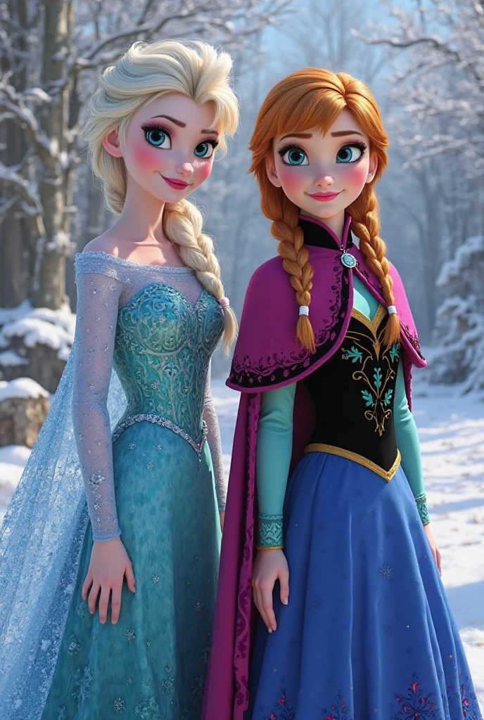 ((Full body photo, standing, on the floor)) Disney「Frozen」Anna and Elsa