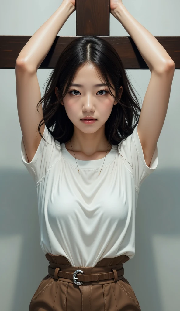 (((Low angle shooting、Looking into the camera:1.22, Leaning forward、Open shirt、No underwear)))、(((8k、highest quality、masterpiece、超A high resolution)))、(Realistic:1.4)、RAW Photos、(Real skin texture:1.3)、(Film Grain:1.3)、((Are standing、Skirt flutters in strong winds、Under the skirt、Do not bend your legs、Don'don't bend your knees、Spread your thighs、Beachside、))、One Girl、Beautiful and detailed eyes and face、masterpiece、highest quality、close、thin、Japanese Uniform、dynamic、barefoot、Mr.々A pose、windy-upskirt