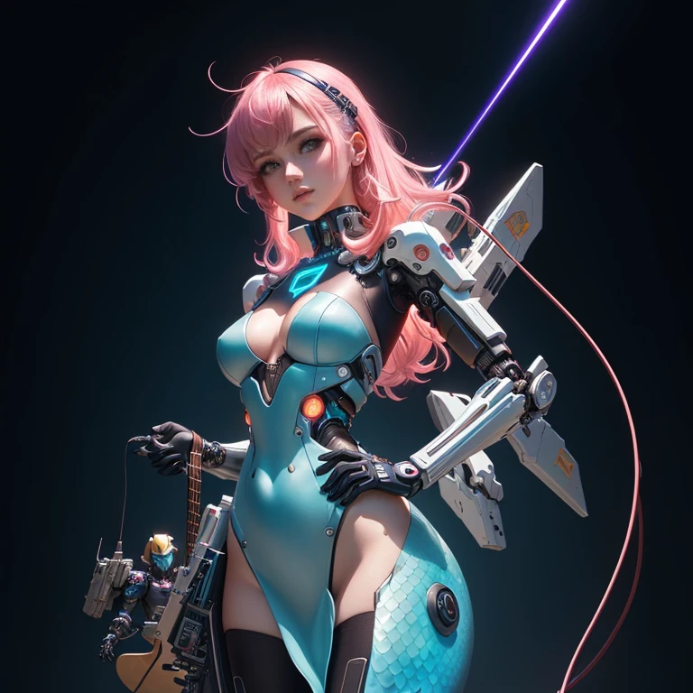 Aife, Mechanical Body, pink hair, sleeveless