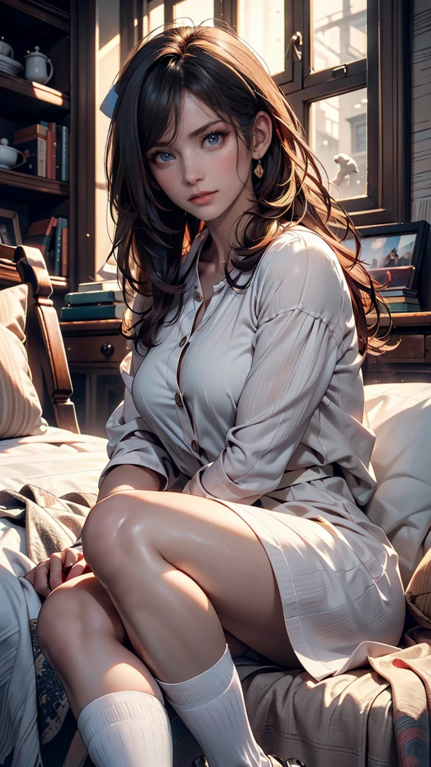 Pure deep V leaky chest long legs young woman