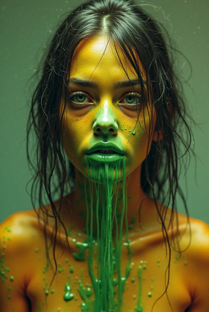 Olivia Holt as woman with green paint on her face and hair, woman with a tie and a suit covered in paint, covered in slime!!, green slime dripping, green slime, dripping in neon paint, green slime everywhere, oozing slime, skin painted with green, character is covered in liquid, gooey skin, splattered goo, fully covered in colorful paint, colourful slime, cream dripping on face, slime, there is a woman sitting at a table with a green paint on her face, green slime everywhere, green slime dripping, covered in slime!!, a hyperrealistic schoolgirl, hyperrealistic schoolgirl, green slime, character is covered in liquid, oozing slime, realistic schoolgirl, covered in slime!!, dripping in neon paint, green slime dripping, green slime, green slime everywhere, oozing slime, colourful slime, toxic slime, slime, skin painted with green, character is covered in liquid, splattered goo, hyperrealistic schoolgirl --auto