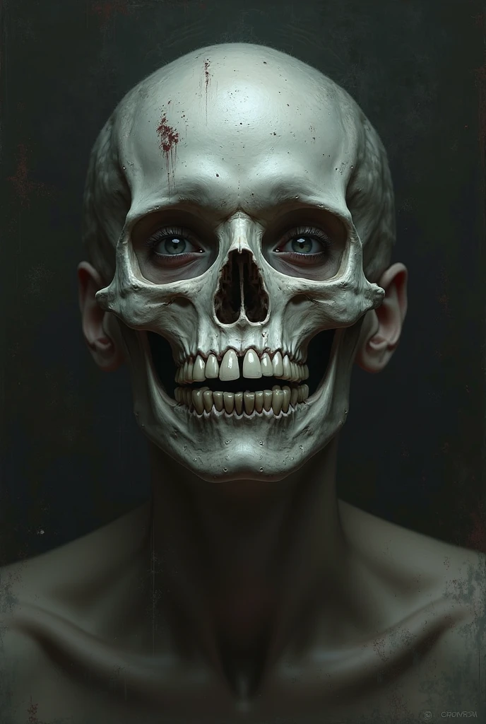 a woman with a horrifying face, extremely ugly and distorted features, sunken eyes, gaping mouth, rotting skin, a skeletal body, unhealthy and uncomfortable appearance, in a dark, unsettling horror atmosphere, highly detailed, photorealistic, 8k, best quality