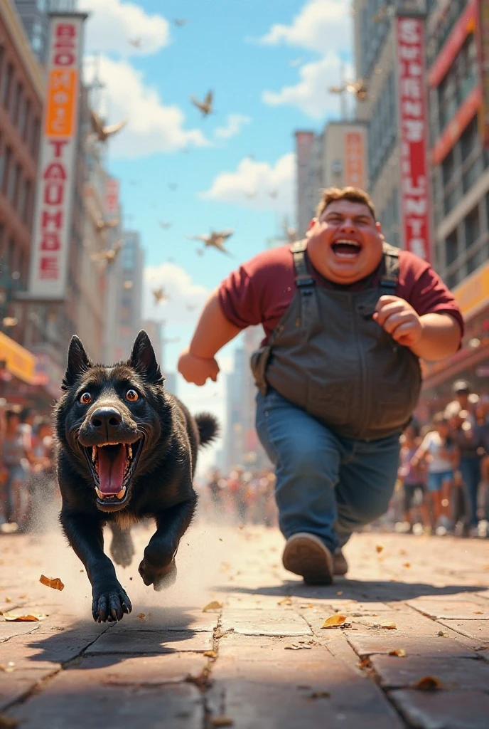 A dog with a cow pattern attack a person