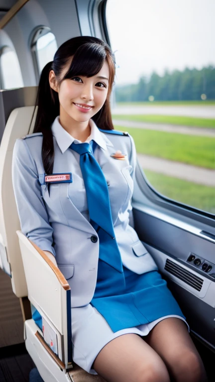 Stewardess's light blue scarf