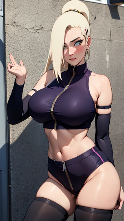 (beste-Qualit, 8K, 12), yamanaka ino, 1 girl, giant breast, the perfect body, ultra detail face, detailed lips, Slender Eyes, décolleté, Shirt, torn thongs, Sits, crossed feet, seductive, Excited, areolas, in heat, Milf, sperm, cum on face, the sweat, Looking down, From Bottom, dark skin, tanlines, bimbo, oil, lipstick, wide hips, thick calves, hyper calves