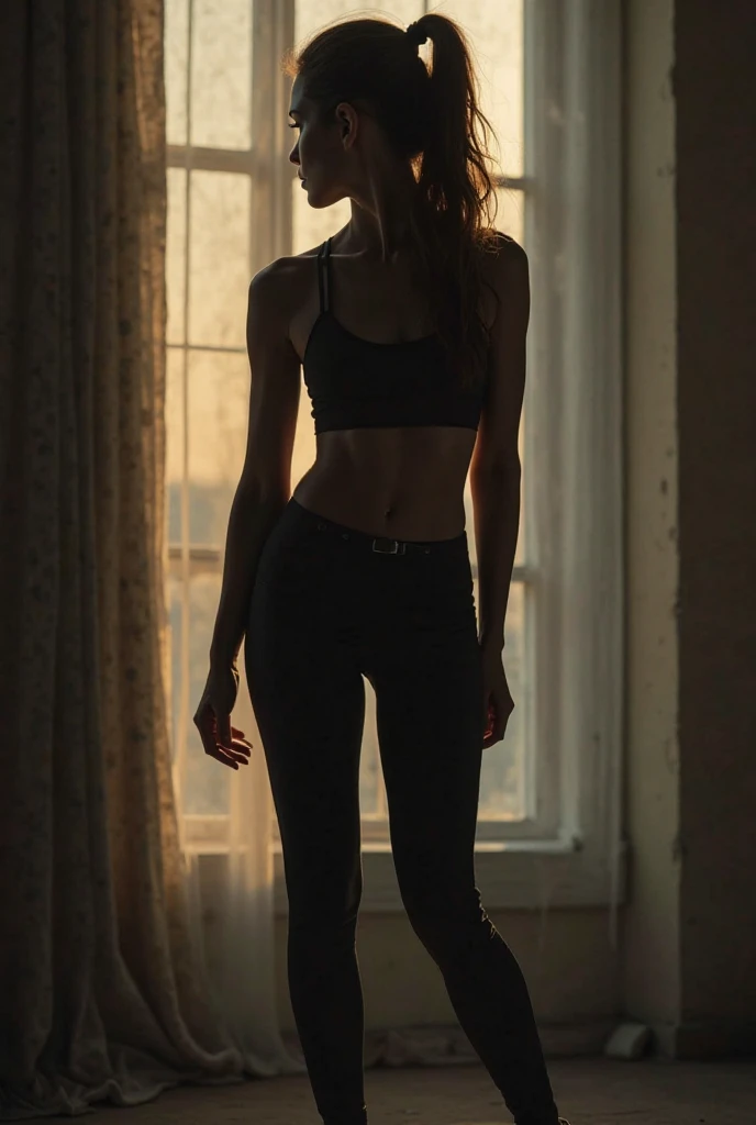 ((Portrait photo))Nude Taylor Swift does yoga, sporty body, big panoramic windows, lovely penthouse
