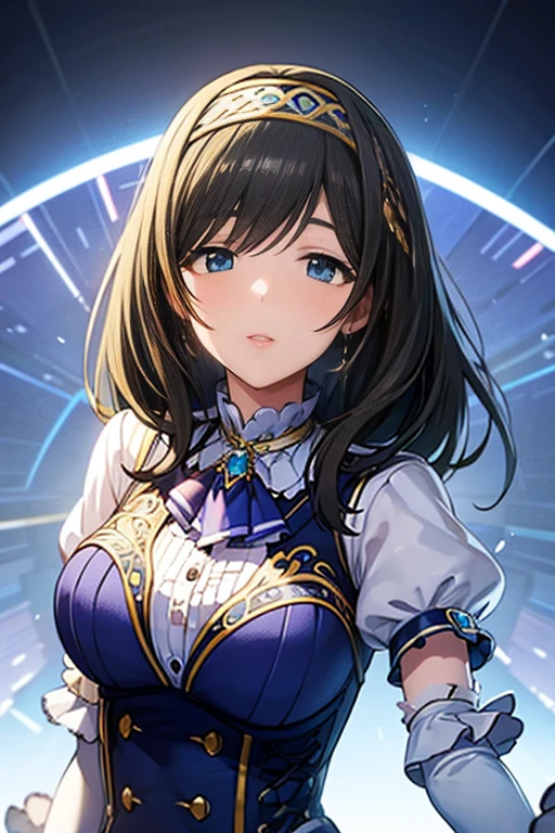 8K resolution、((premium))、((masterpiece))、((Ultra-detailed))、1 female、alone、Unbelievably absurd、Brightly colored eyes in your pocket、upスケール,Voluminous hairstyle,Focus on the face,up