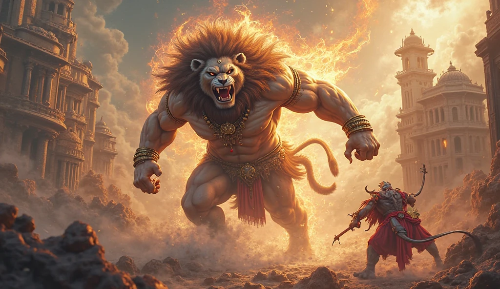 lord narasimha killing young hiranyakashyap by ripping his stomach