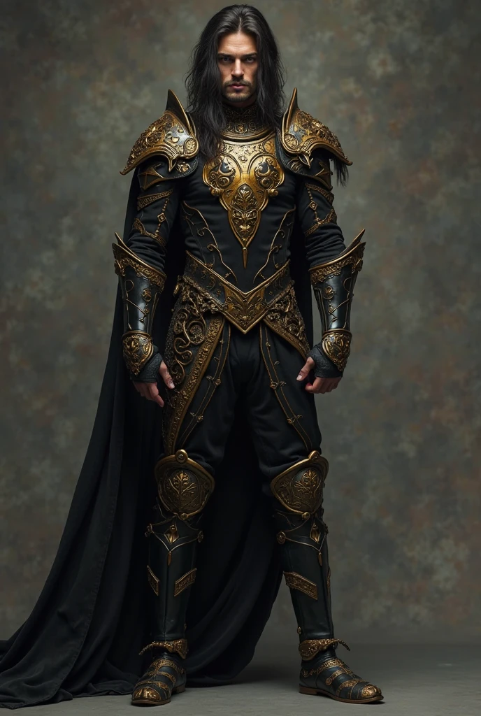 warrior, concept-art, author:Kishiganku, Fantasy art, Zen temple background, clean render, a horned, Wear a set of armor, Detailed bushido form smoke, helmet of a forgotten deity, character is standing, 8k Realistic, in game render, detailed face background detail, Art station front page, taur, Pseudo-medieval fantasy, A deity wearing koi armor, detailed bronze armor, Bronze armor, golden etched armor, gold obsidian armor, Light gold armor, Gorgeous filigree armor, A demonic warrior, Gorgeous armor full of thorns, Intricate assasin armor, Intricate metal armor, powerful warrior, Dressed in gorgeous golden armor,Decorated with intricate patterns, The helmet has a large crown and two horns, Everything is in the dark, The smoky background alludes to battle scenes, Add an ominous aura to his character,Huge demon wings of demons,submission, Full body shot.